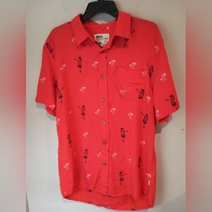 Red Tropical Print Men's Shirt Kahuna Bay By Visitor Mens Hawaiian Print Shirt